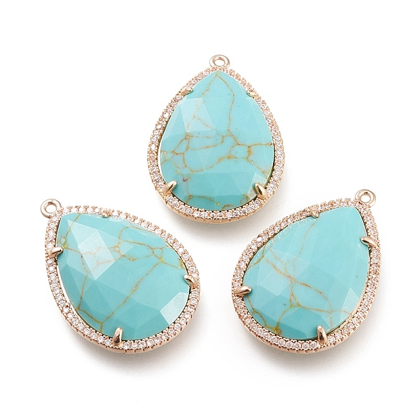 PandaHall Synthetic Turquoise Pendants, with Brass Micro Pave Clear Cubic Zirconia Claw Settings, Faceted, Teardrop, Golden, 30x21x6mm, Hole...
PandaHall Synthetic Turquoise Pendants, with Brass Micro Pave Clear Cubic Zirconia Claw Settings, Faceted, Teardrop, Golden, 30x21x6mm, Hole...
