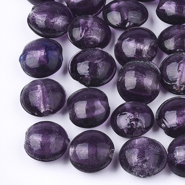 PandaHall Handmade Silver Foil Lampwork Glass Beads, Flat Round, Indigo, 12~13.5x11.5~13.5x7.5~8.5mm, Hole: 1~2mm Silver Foil Flat Round..., Purple
PandaHall Handmade Silver Foil Lampwork Glass Beads, Flat Round, Indigo, 12~13.5x11.5~13.5x7.5~8.5mm, Hole: 1~2mm Silver Foil Flat Round..., Purple