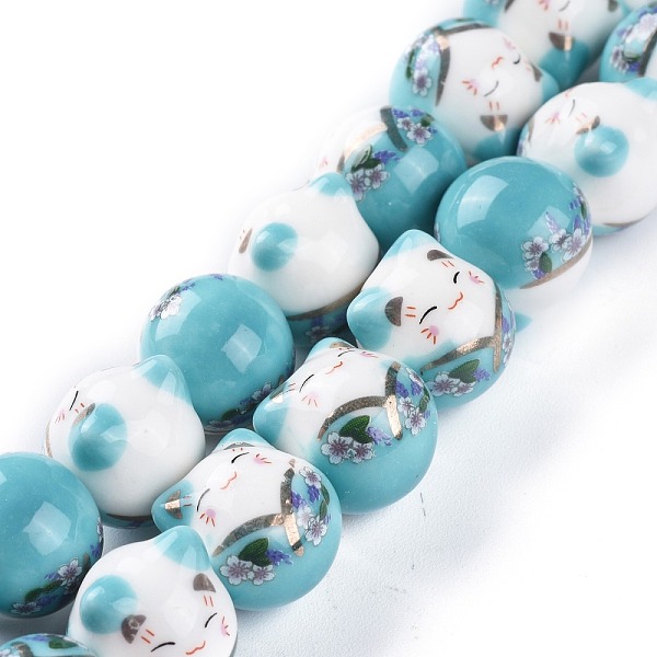 PandaHall Handmade Printed Porcelain Beads, Lucky Cat with Flower Pattern, Cyan, 15mm, Hole: 2.3mm, about 25pcs/Strand, 13.58''(34.5cm)...
PandaHall Handmade Printed Porcelain Beads, Lucky Cat with Flower Pattern, Cyan, 15mm, Hole: 2.3mm, about 25pcs/Strand, 13.58''(34.5cm)...
