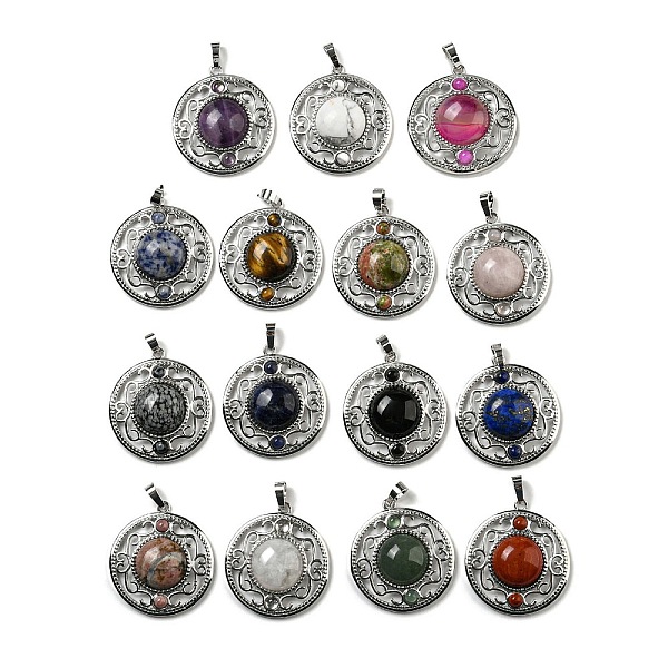 PandaHall Natural & Synthetic Mixed Gemstone Pendants, Rack Plating Brass Hollow Flat Round Charms, Cadmium Free & Lead Free, Platinum...
PandaHall Natural & Synthetic Mixed Gemstone Pendants, Rack Plating Brass Hollow Flat Round Charms, Cadmium Free & Lead Free, Platinum...