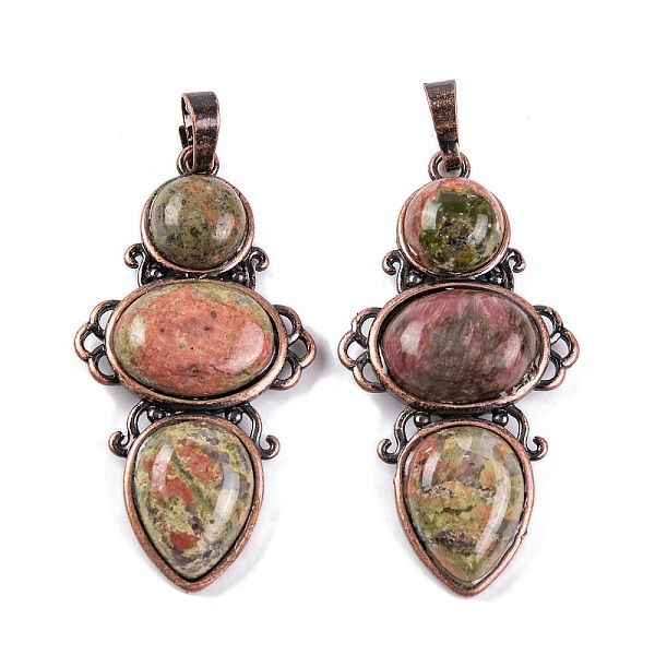 PandaHall Natural Unakite Pendants, Rack Plating Brass Flower Charms, Cadmium Free & Lead Free, Red Copper, 47x24x6.5mm, Hole: 7.5x5mm...
PandaHall Natural Unakite Pendants, Rack Plating Brass Flower Charms, Cadmium Free & Lead Free, Red Copper, 47x24x6.5mm, Hole: 7.5x5mm...