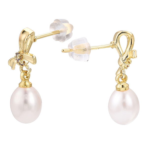 PandaHall Natural Pearl & Cubic Zirconia Bowknot Dangle Stud Earrings, Brass Earrings with 925 Sterling Silver Pins, Cadmium Free & Nickel...
PandaHall Natural Pearl & Cubic Zirconia Bowknot Dangle Stud Earrings, Brass Earrings with 925 Sterling Silver Pins, Cadmium Free & Nickel...