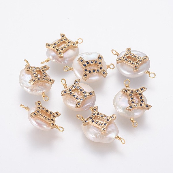 PandaHall Natural Pearl Links connectors, with Brass Micro Pave Cubic Zirconia Findings, Flat Round with Constellation, Golden, Marine Blue...
PandaHall Natural Pearl Links connectors, with Brass Micro Pave Cubic Zirconia Findings, Flat Round with Constellation, Golden, Marine Blue...