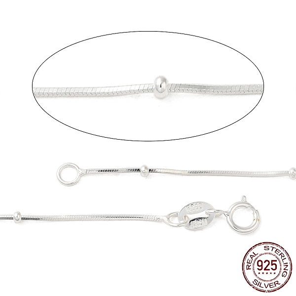 PandaHall Sterling Silver Snake Chain Necklaces, with Beads, with 925 Stamp, Silver, 18 inch (45mm), 0.7mm Sterling Silver Silver
PandaHall Sterling Silver Snake Chain Necklaces, with Beads, with 925 Stamp, Silver, 18 inch (45mm), 0.7mm Sterling Silver Silver