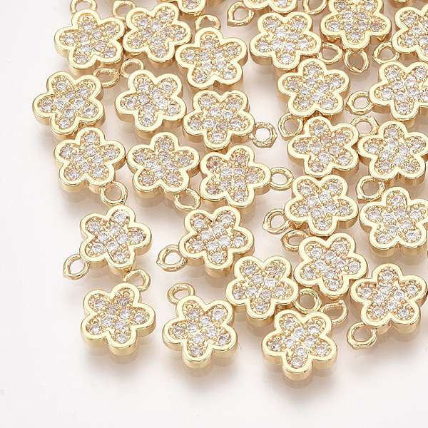 PandaHall Brass Cubic Zirconia Charms, Flower, Clear, Real 18K Gold Plated, 9x7x1.5mm, Hole: 1mm Brass+Cubic Zirconia Flower Clear
PandaHall Brass Cubic Zirconia Charms, Flower, Clear, Real 18K Gold Plated, 9x7x1.5mm, Hole: 1mm Brass+Cubic Zirconia Flower Clear