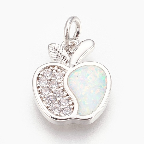 PandaHall Brass Micro Pave Cubic Zirconia Pendants, with Synthetic Opal, Apple, White, Platinum, 16x13x2mm, Hole: 4mm Brass+Cubic Zirconia...
PandaHall Brass Micro Pave Cubic Zirconia Pendants, with Synthetic Opal, Apple, White, Platinum, 16x13x2mm, Hole: 4mm Brass+Cubic Zirconia...