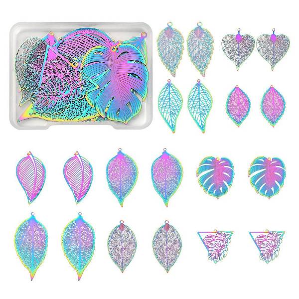 PandaHall 20Pcs 10 Styles Ion Plating(IP) 201 Stainless Steel Filigree Pendants & Big Pendants, Etched Metal Embellishments, Leaf, Rainbow...
PandaHall 20Pcs 10 Styles Ion Plating(IP) 201 Stainless Steel Filigree Pendants & Big Pendants, Etched Metal Embellishments, Leaf, Rainbow...