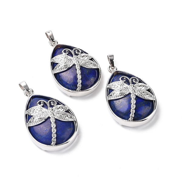 PandaHall Natural Lapis Lazuli Pendants, with Platinum Tone Brass Findings, Dyed, Lead Free & Cadmium Free, Teardrop with Dragonfly Charms...
PandaHall Natural Lapis Lazuli Pendants, with Platinum Tone Brass Findings, Dyed, Lead Free & Cadmium Free, Teardrop with Dragonfly Charms...