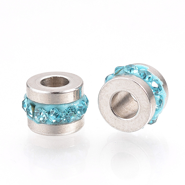 PandaHall 201 Stainless Steel Rhinestone Beads, Column, Aquamarine, 7x5mm, Hole: 3mm Stainless Steel+Rhinestone Column Cyan
PandaHall 201 Stainless Steel Rhinestone Beads, Column, Aquamarine, 7x5mm, Hole: 3mm Stainless Steel+Rhinestone Column Cyan