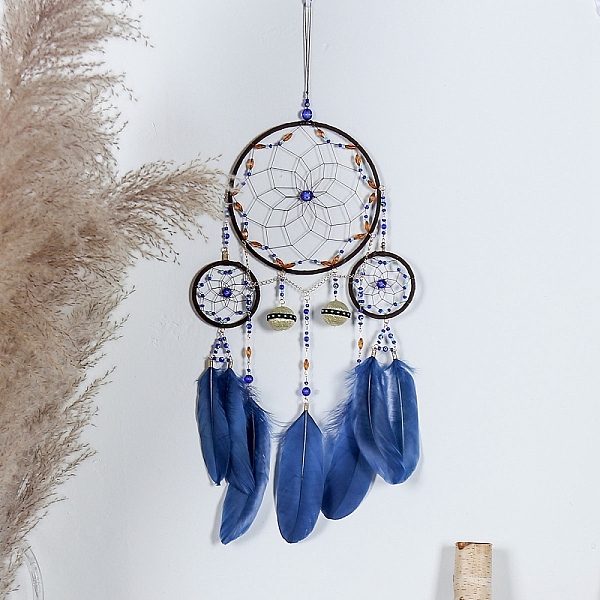 PandaHall Woven Web/Net with Feather Wall Hanging Decorations, with Iron Ring and Evil Eye Bead, for Home Bedroom Decorations, Royal Blue...
PandaHall Woven Web/Net with Feather Wall Hanging Decorations, with Iron Ring and Evil Eye Bead, for Home Bedroom Decorations, Royal Blue...