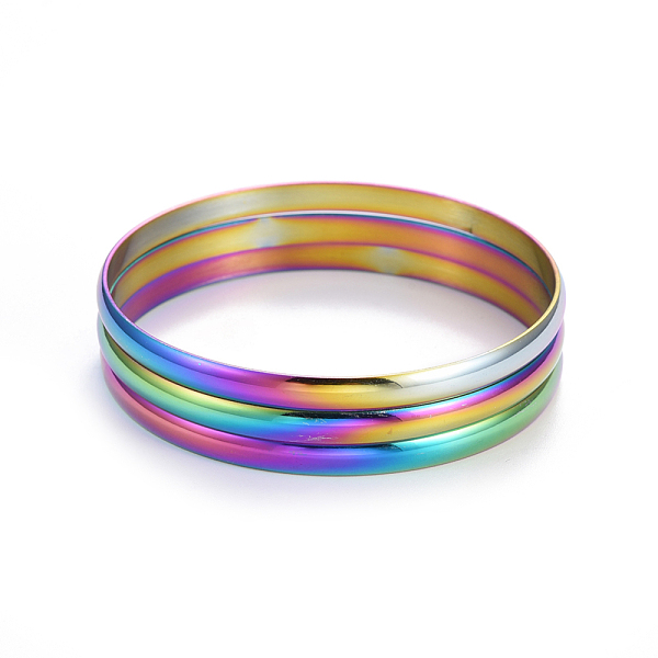 PandaHall Fashion 304 Stainless Steel Bangle Sets, Rainbow Color, 2-5/8 inch(6.8cm), 3pcs/set 304 Stainless Steel
PandaHall Fashion 304 Stainless Steel Bangle Sets, Rainbow Color, 2-5/8 inch(6.8cm), 3pcs/set 304 Stainless Steel