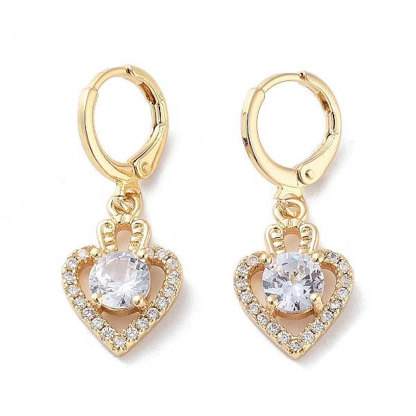 PandaHall Rack Plating Golden Brass Dangle Leverback Earrings, with Cubic Zirconia for Women, Heart, 30.5x12mm Brass Heart Clear
PandaHall Rack Plating Golden Brass Dangle Leverback Earrings, with Cubic Zirconia for Women, Heart, 30.5x12mm Brass Heart Clear