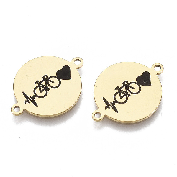 PandaHall 201 Stainless Steel Enamel Links connectors, for Valentine's Day, Flat Round with Heartbeat, Black, Golden, 16x21x1mm, Hole: 1.4mm...
PandaHall 201 Stainless Steel Enamel Links connectors, for Valentine's Day, Flat Round with Heartbeat, Black, Golden, 16x21x1mm, Hole: 1.4mm...