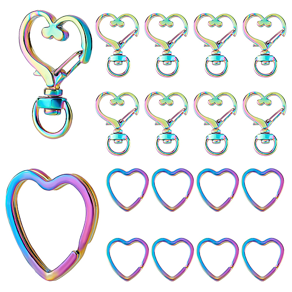 PandaHall 10Pcs Rainbow Color Plated Iron Split Key Rings, with 10Pcs Alloy Swivel Snap Hooks Clasps, Heart Pattern, Swivel Snap Hooks...
PandaHall 10Pcs Rainbow Color Plated Iron Split Key Rings, with 10Pcs Alloy Swivel Snap Hooks Clasps, Heart Pattern, Swivel Snap Hooks...