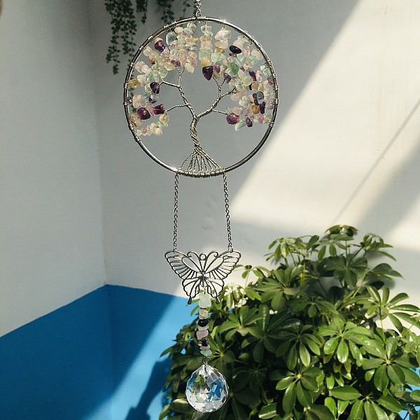 PandaHall Glass Teardrop Pendant Decoration, Hanging Suncatchers, with Natural Fluorite Chip Tree of Life, for Window Home Garden Decoration...
PandaHall Glass Teardrop Pendant Decoration, Hanging Suncatchers, with Natural Fluorite Chip Tree of Life, for Window Home Garden Decoration...