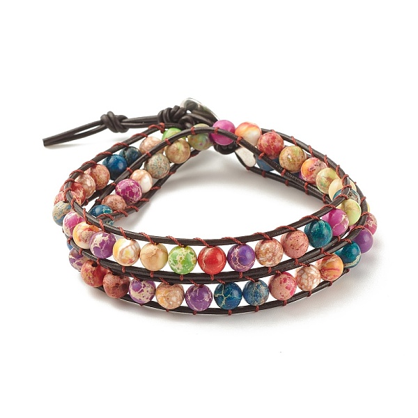 PandaHall Round Natural Imperial Jasper(Dyed) Braided Wrap Bracelet, Gemstone Two Loops Bracelet for Women, Colorful, 17-3/8 inch(44cm)...
PandaHall Round Natural Imperial Jasper(Dyed) Braided Wrap Bracelet, Gemstone Two Loops Bracelet for Women, Colorful, 17-3/8 inch(44cm)...