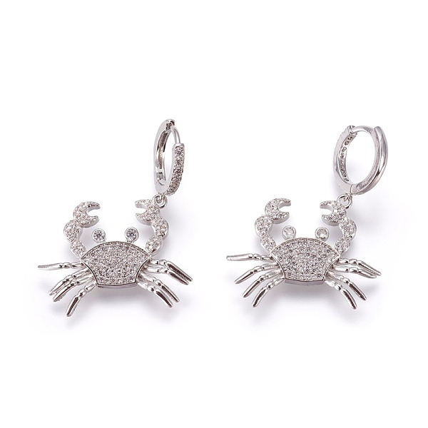 PandaHall Brass Cubic Zirconia Hoop Earrings, Dangle Earrings, Crab, Clear, Platinum, 38mm, Pendant: 23.5x30x4mm, Pin: 1mm. Cubic Zirconia...
PandaHall Brass Cubic Zirconia Hoop Earrings, Dangle Earrings, Crab, Clear, Platinum, 38mm, Pendant: 23.5x30x4mm, Pin: 1mm. Cubic Zirconia...