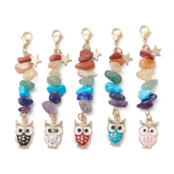 PandaHall Owl Alloy Enamel Pendant Decorations, with Chakra Gemstone Chips and 304 Stainless Steel Lobster Claw Clasps, Mixed Color, 74mm..., Multicolor
PandaHall Owl Alloy Enamel Pendant Decorations, with Chakra Gemstone Chips and 304 Stainless Steel Lobster Claw Clasps, Mixed Color, 74mm..., Multicolor