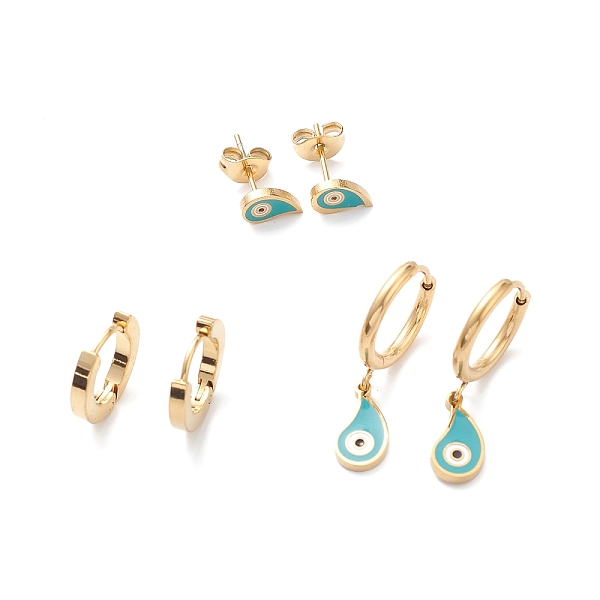 PandaHall 3 Pairs 3 Style Enamel Teardrop with Evil Eye Dangle Hoop Earrings, Ion Plating(IP) 304 Stainless Steel Stud Earrings for Women...
PandaHall 3 Pairs 3 Style Enamel Teardrop with Evil Eye Dangle Hoop Earrings, Ion Plating(IP) 304 Stainless Steel Stud Earrings for Women...
