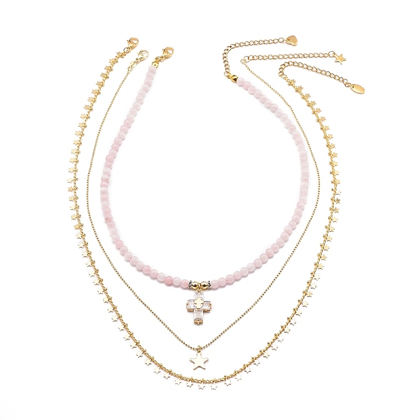 PandaHall 3Pcs 3 Style Natural Rose Quartz Cross & Star Pendant Necklaces Set with Brass Chains, Gemstone Jewelry for Women, Golden...
PandaHall 3Pcs 3 Style Natural Rose Quartz Cross & Star Pendant Necklaces Set with Brass Chains, Gemstone Jewelry for Women, Golden...