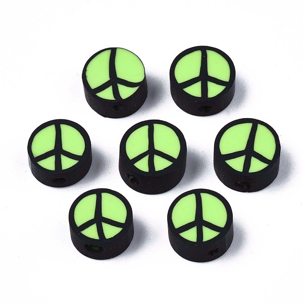PandaHall Handmade Polymer Clay Beads, Flat Round with Peace Sign, Lime Green, 9~10x4.5mm, Hole: 1.6mm Polymer Clay Flat Round
PandaHall Handmade Polymer Clay Beads, Flat Round with Peace Sign, Lime Green, 9~10x4.5mm, Hole: 1.6mm Polymer Clay Flat Round