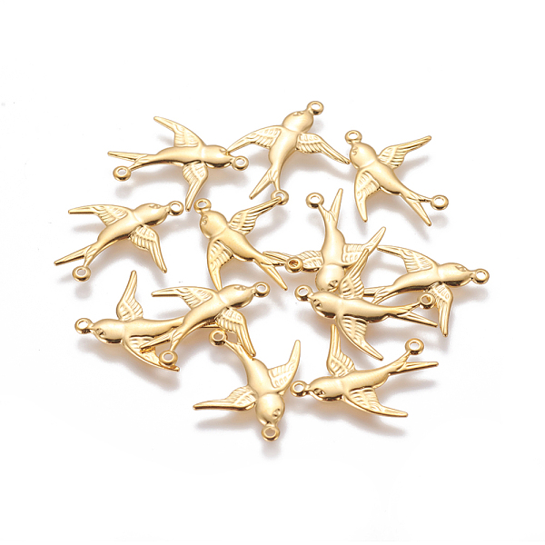 PandaHall 304 Stainless Steel Links connectors, Swallow, Golden, 17.2x19.8x1mm, Hole: 1mm 304 Stainless Steel Bird
PandaHall 304 Stainless Steel Links connectors, Swallow, Golden, 17.2x19.8x1mm, Hole: 1mm 304 Stainless Steel Bird