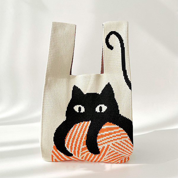 PandaHall Polyester Cat Print Knitted Tote Bags, Cartoon Crochet Handbags for Women, Beige, 36x20cm Polyester Cat Shape Yellow
PandaHall Polyester Cat Print Knitted Tote Bags, Cartoon Crochet Handbags for Women, Beige, 36x20cm Polyester Cat Shape Yellow