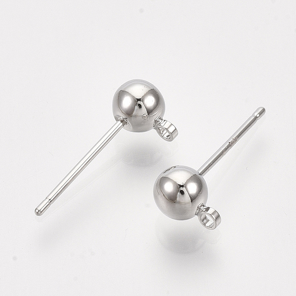 PandaHall Brass Ball Stud Earring Findings, with Loop and Steel Pins, Real Platinum Plated, 16~17.5x5mm, Hole: 1.2mm, Pin: 0.8mm Brass Round
PandaHall Brass Ball Stud Earring Findings, with Loop and Steel Pins, Real Platinum Plated, 16~17.5x5mm, Hole: 1.2mm, Pin: 0.8mm Brass Round