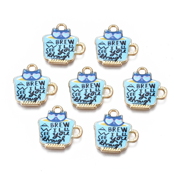 PandaHall Rack Plating Alloy Enamel Charms, Free & Nickel Free & Lead Free, Cup with Cat & Word, Cyan, 15x15x1.9mm, Hole: 1.8mm Alloy+Enamel...
PandaHall Rack Plating Alloy Enamel Charms, Free & Nickel Free & Lead Free, Cup with Cat & Word, Cyan, 15x15x1.9mm, Hole: 1.8mm Alloy+Enamel...