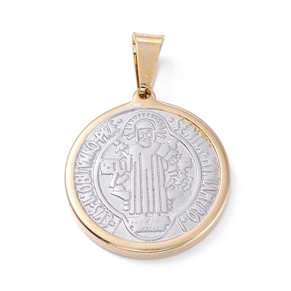 PandaHall Vacuum Plating 304 Stainless Steel Pendants, Flat Round with Saint Benedict Medal, Golden & Stainless Steel Color, 27.5x25x3mm...
PandaHall Vacuum Plating 304 Stainless Steel Pendants, Flat Round with Saint Benedict Medal, Golden & Stainless Steel Color, 27.5x25x3mm...