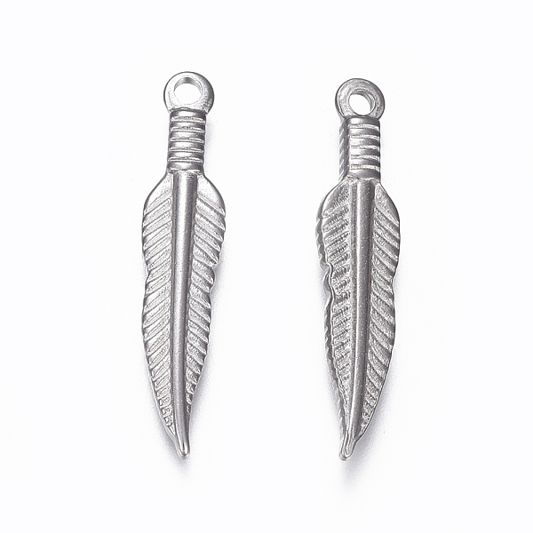 PandaHall 304 Stainless Steel Pendants, Feather, Stainless Steel Color, 27~29x6x2.5mm, Hole: 1.6mm 304 Stainless Steel Feather
PandaHall 304 Stainless Steel Pendants, Feather, Stainless Steel Color, 27~29x6x2.5mm, Hole: 1.6mm 304 Stainless Steel Feather