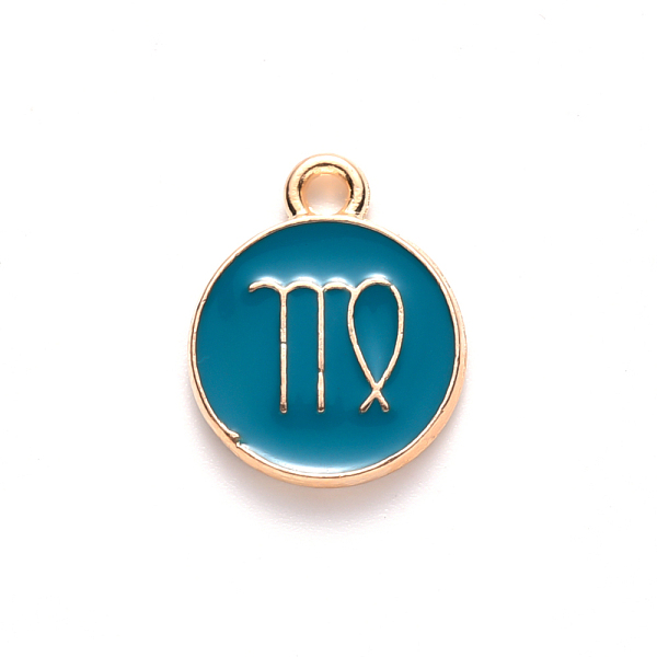 PandaHall Alloy Enamel Pendants, Cadmium Free & Lead Free, Flat Round with Constellation, Light Gold, Dark Cyan, Virgo, 22x18x2mm, Hole...
PandaHall Alloy Enamel Pendants, Cadmium Free & Lead Free, Flat Round with Constellation, Light Gold, Dark Cyan, Virgo, 22x18x2mm, Hole...