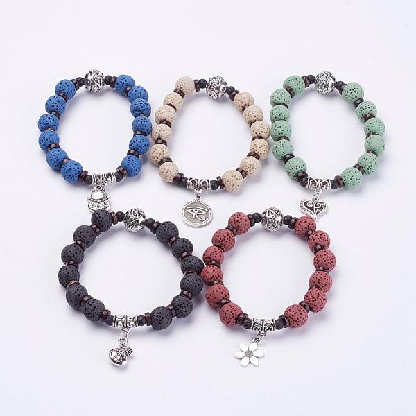PandaHall Dyed Natural Lava Rock Beads Stretch Bracelets, with Coconut Shell and Alloy Findings, Mixed Shapes, Antique Silver, Mixed Color..., Multicolor
PandaHall Dyed Natural Lava Rock Beads Stretch Bracelets, with Coconut Shell and Alloy Findings, Mixed Shapes, Antique Silver, Mixed Color..., Multicolor