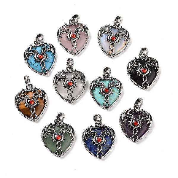 PandaHall Natural & Synthetic Mixed Gemstone Pendants, Heart Charms, with Rack Plating Antique Silver Tone Hyacinth Rhinestone Dragon Wing..., Red
PandaHall Natural & Synthetic Mixed Gemstone Pendants, Heart Charms, with Rack Plating Antique Silver Tone Hyacinth Rhinestone Dragon Wing..., Red