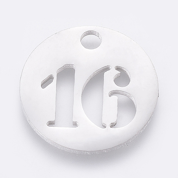 PandaHall 304 Stainless Steel Pendants, Cut-Out, Hollow, Flat Round with Number, Stainless Steel Color, Num.16, 19x1.5mm, Hole: 2.5mm 304...
PandaHall 304 Stainless Steel Pendants, Cut-Out, Hollow, Flat Round with Number, Stainless Steel Color, Num.16, 19x1.5mm, Hole: 2.5mm 304...