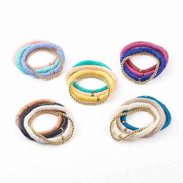 PandaHall Stretch Beaded Bracelets Sets, with Handmade Polymer Clay Heishi Beads and Brass Round Beads, Golden, Mixed Color, Inner Diameter..., Multicolor
PandaHall Stretch Beaded Bracelets Sets, with Handmade Polymer Clay Heishi Beads and Brass Round Beads, Golden, Mixed Color, Inner Diameter..., Multicolor