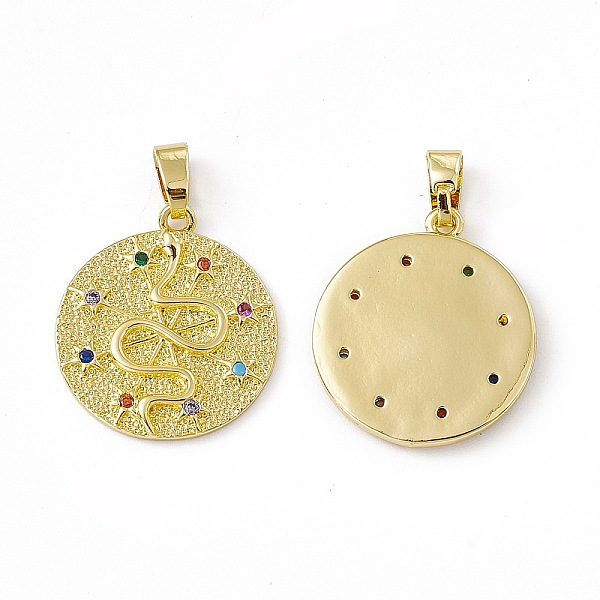 PandaHall Brass Micro Pave Cubic Zirconia Pendants, with Glass Rhinestone, Flat Round with Snake Charm, Real 18K Gold Plated, 20x18x2mm...
PandaHall Brass Micro Pave Cubic Zirconia Pendants, with Glass Rhinestone, Flat Round with Snake Charm, Real 18K Gold Plated, 20x18x2mm...