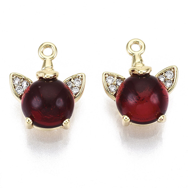 PandaHall Brass Micro Pave Cubic Clear Zirconia Charms, with Glass, Nickel Free, Flat Round, Real 18K Gold Plated, Dark Red, 12x9x4.5mm...
PandaHall Brass Micro Pave Cubic Clear Zirconia Charms, with Glass, Nickel Free, Flat Round, Real 18K Gold Plated, Dark Red, 12x9x4.5mm...