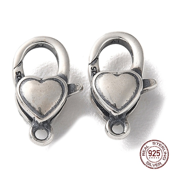 PandaHall 925 Thailand Sterling Silver Lobster Claw Clasps, Heart, with 925 Stamp, Antique Silver, 12.5x7.5x4mm, Hole: 1.2mm Sterling Silver...
PandaHall 925 Thailand Sterling Silver Lobster Claw Clasps, Heart, with 925 Stamp, Antique Silver, 12.5x7.5x4mm, Hole: 1.2mm Sterling Silver...