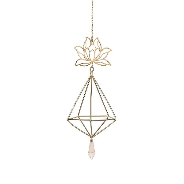 PandaHall Quartz Crystal & Brass Pendant Decorations, with Iron Findings, Lotus Flower, Golden, 365mm, Pendants: 200x76mm Brass Flower Clear
PandaHall Quartz Crystal & Brass Pendant Decorations, with Iron Findings, Lotus Flower, Golden, 365mm, Pendants: 200x76mm Brass Flower Clear