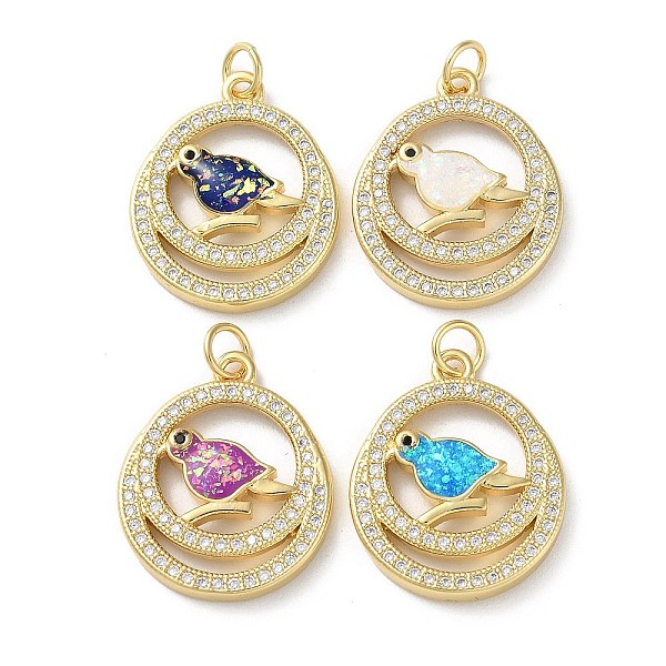 PandaHall Brass Micro Pave Clear Cubic Zirconia Pendants, with Synthetic Opal, with Jump Ring, Real 18K Gold Plated, Flat Round with Bird..., Multicolor
PandaHall Brass Micro Pave Clear Cubic Zirconia Pendants, with Synthetic Opal, with Jump Ring, Real 18K Gold Plated, Flat Round with Bird..., Multicolor