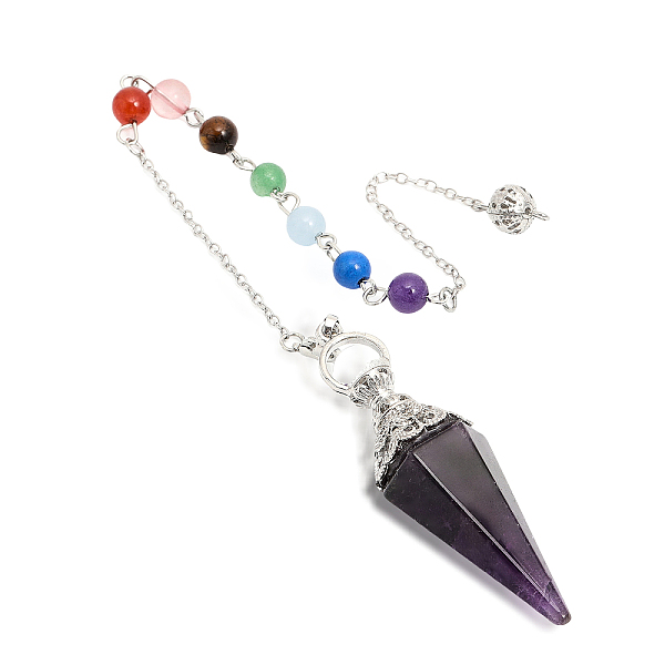 PandaHall CHGCRAFT 1Pc Natural Amethyst Hexagonal Pointed Dowsing Pendulums, with Platinum Plated Brass Findings, Faceted...
PandaHall CHGCRAFT 1Pc Natural Amethyst Hexagonal Pointed Dowsing Pendulums, with Platinum Plated Brass Findings, Faceted...