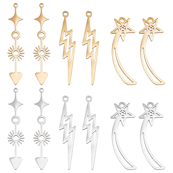 PandaHall Unicraftale 12Pcs 6 Styles 201 Stainless Steel Pendants, Laser Cut, Mixed Color, 29.5~42x8.5~10.5x1mm, Hole: 1.4~1.6mm...
PandaHall Unicraftale 12Pcs 6 Styles 201 Stainless Steel Pendants, Laser Cut, Mixed Color, 29.5~42x8.5~10.5x1mm, Hole: 1.4~1.6mm...