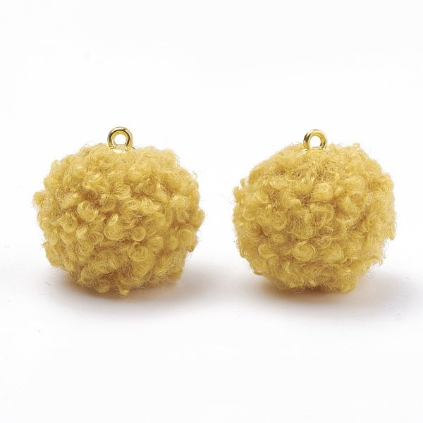 PandaHall Handmade Cloth Fabric Covered Pendants, with Golden Tone Alloy Findings, Round, Gold, 19~20.5x17mm, Hole: 2mm Velvet Round Gold
PandaHall Handmade Cloth Fabric Covered Pendants, with Golden Tone Alloy Findings, Round, Gold, 19~20.5x17mm, Hole: 2mm Velvet Round Gold