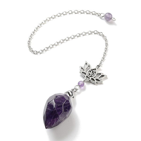 PandaHall Natural Amethyst Teardrop Dowsing Pendulums, with Chakra Alloy Lotus & Rack Plating Brass Findings, 246mm, Hole: 1.5mm Amethyst...
PandaHall Natural Amethyst Teardrop Dowsing Pendulums, with Chakra Alloy Lotus & Rack Plating Brass Findings, 246mm, Hole: 1.5mm Amethyst...