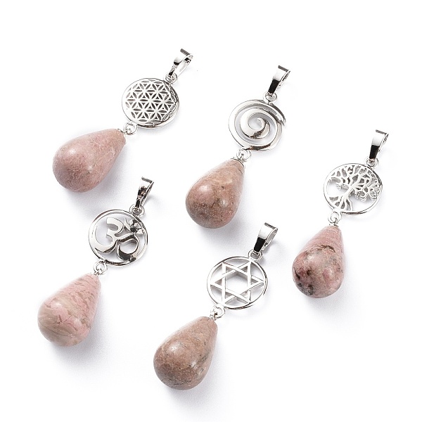 PandaHall Yoga Chakra Jewelry, Natural Rhodochrosite Pendants, with Platinum Plated Brass Findings, Teardrop & Votex/Om Symbol/Tree of...
PandaHall Yoga Chakra Jewelry, Natural Rhodochrosite Pendants, with Platinum Plated Brass Findings, Teardrop & Votex/Om Symbol/Tree of...