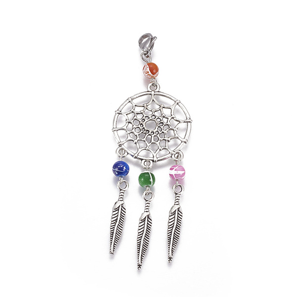 PandaHall Alloy Pendants, with 304 Stainless Steel Lobster Claw Clasps, Iron Finding, Spray Painted Drawbench Acrylic Round Beads, Woven...
PandaHall Alloy Pendants, with 304 Stainless Steel Lobster Claw Clasps, Iron Finding, Spray Painted Drawbench Acrylic Round Beads, Woven...