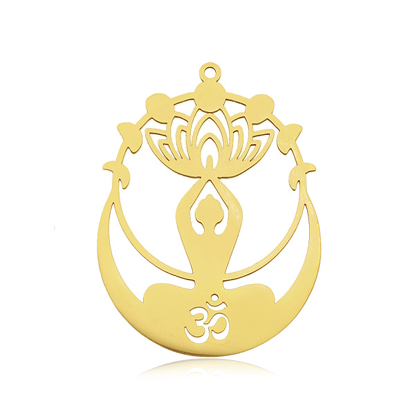 PandaHall 201 Stainless Steel Yoga Theme Pendants, Laser Cut, Vacuum Plating, Lotus with Human, Golden, 43x32x1mm, Hole: 1.6mm 201 Stainless...
PandaHall 201 Stainless Steel Yoga Theme Pendants, Laser Cut, Vacuum Plating, Lotus with Human, Golden, 43x32x1mm, Hole: 1.6mm 201 Stainless...