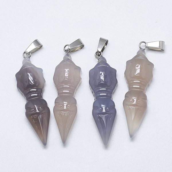 PandaHall Natural Grey Agate Pendants, with Stainless Steel Snap On Bailss, Platinum, 45~45.5x12.5~13x8~9mm, Hole: 7.5x4mm Grey Agate Others
PandaHall Natural Grey Agate Pendants, with Stainless Steel Snap On Bailss, Platinum, 45~45.5x12.5~13x8~9mm, Hole: 7.5x4mm Grey Agate Others