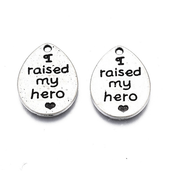 PandaHall Tibetan Style Alloy Pendants, Cadmium Free & Lead Free, Teardrop with Words I Raised My Hero, Antique Silver, 20x15x1.5mm, Hole...
PandaHall Tibetan Style Alloy Pendants, Cadmium Free & Lead Free, Teardrop with Words I Raised My Hero, Antique Silver, 20x15x1.5mm, Hole...